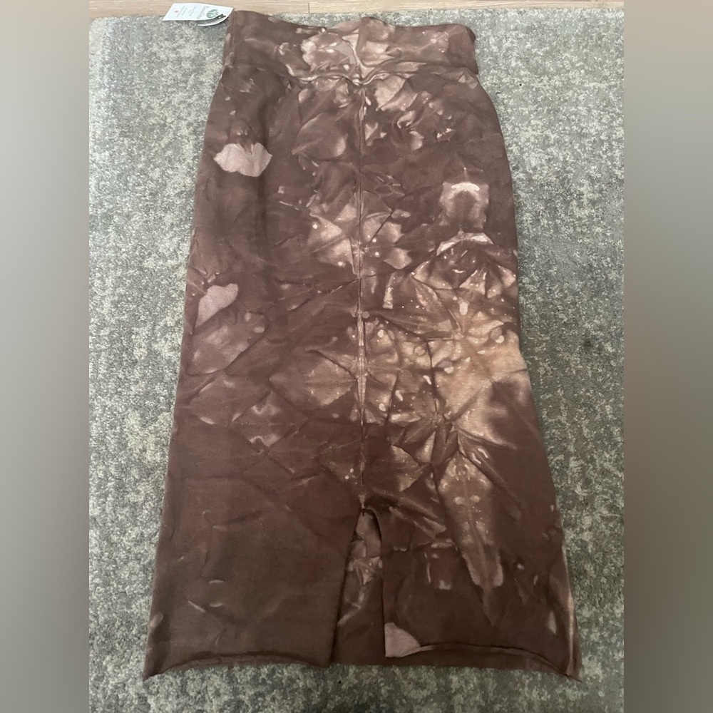 Blessed Lotus Pencil Skirt Brown organic hemp s small - Picture 2 of 6